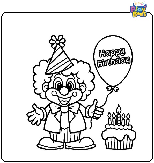 Clown Birthday Coloring Page Clown Birthday Coloring Page