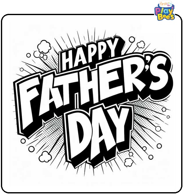 Comic Book Style Fathers Day Coloring Page