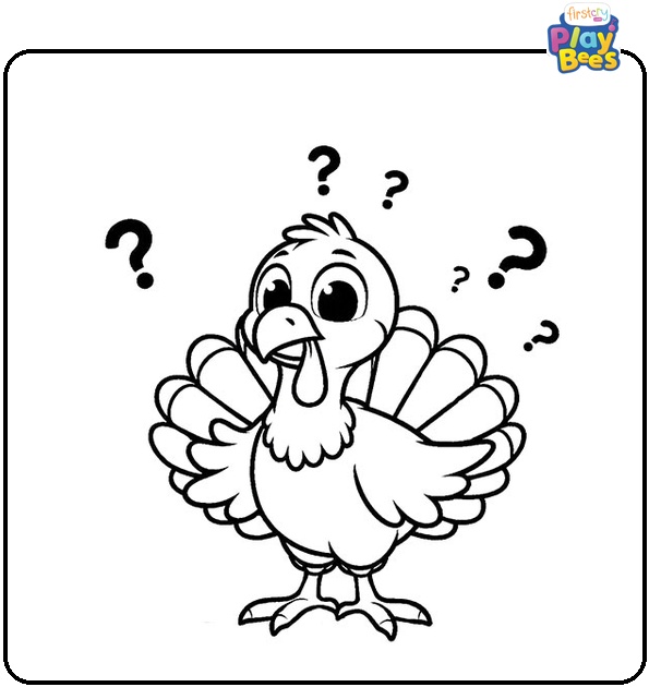 Confused Turkey Colouring Page