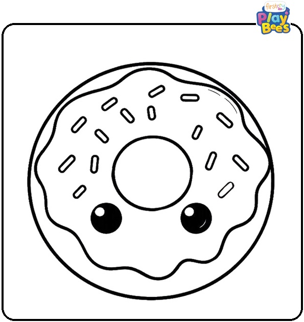 Cute Donut Coloring Page