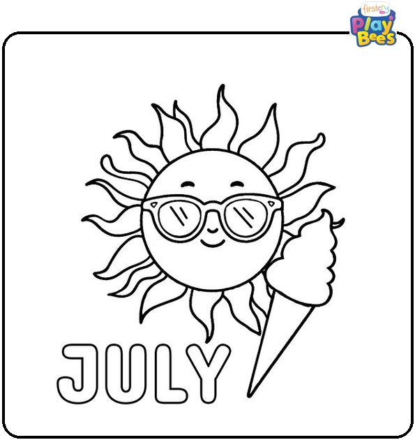 Cute July Coloring Page
