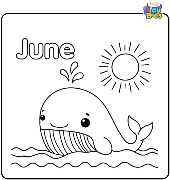 Cute June Whale Coloring Page