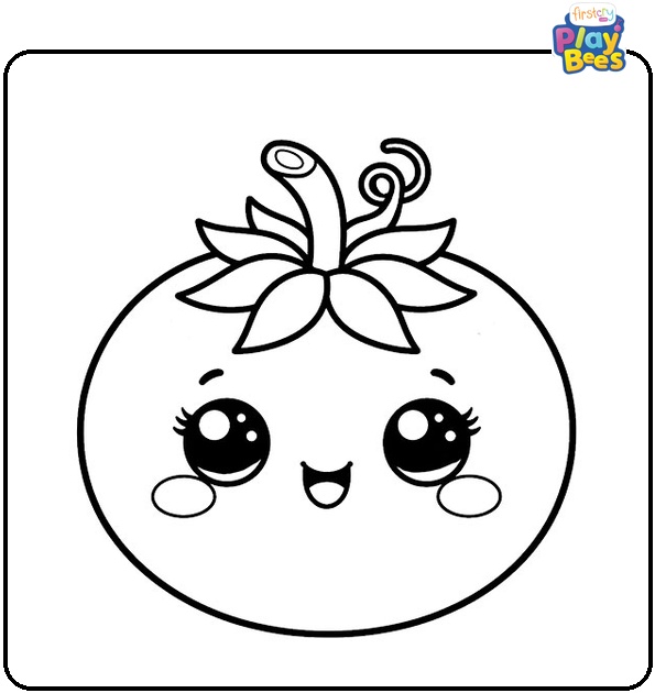 Cute Tomato Coloring Page