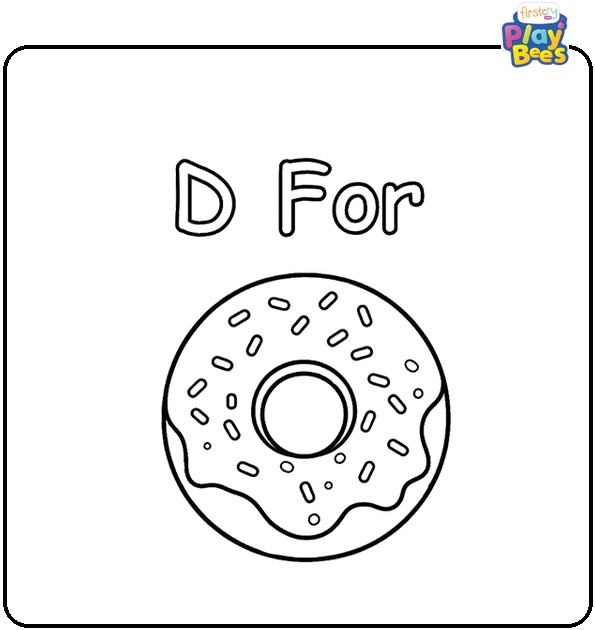 D is for Donut Coloring Page