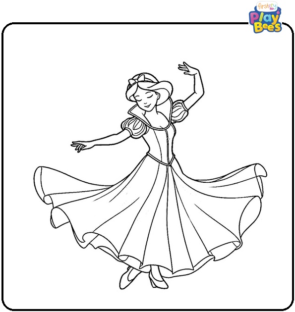 Dancing Snow White Coloring Page