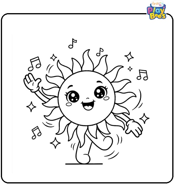 Dancing Sun Coloring Page