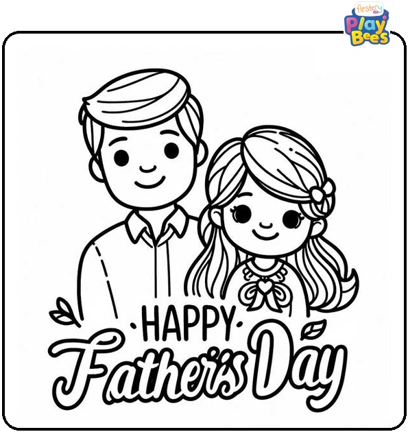 Daughter and Father Coloring Page