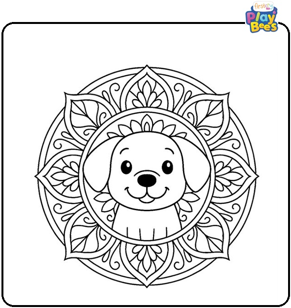 Dog Mandala Coloring Page Dog Mandala Coloring Page