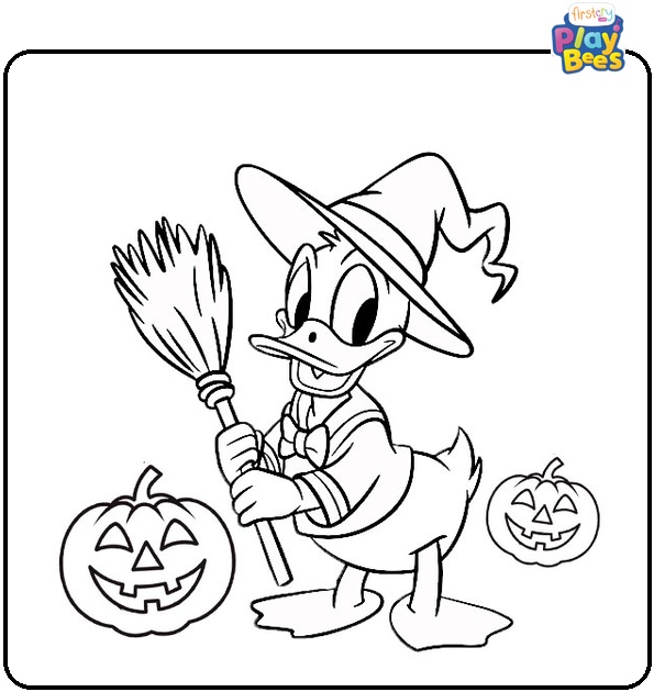 Donald Duck Halloween Coloring Page Donald Duck Halloween Coloring Page