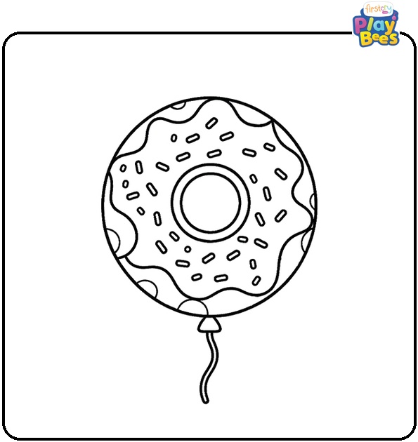 Donut Balloon Coloring Page