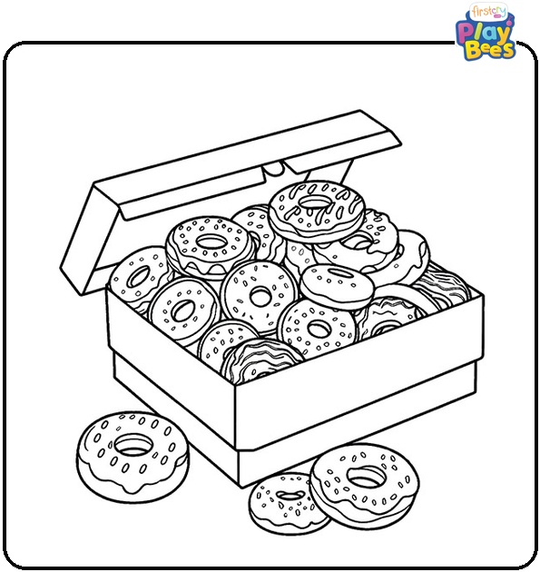 Donut Box Coloring Page