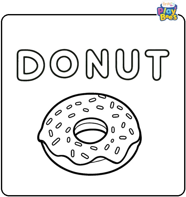 Donut With Text Coloring Page
