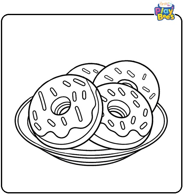 Donuts on a Plate Coloring Page