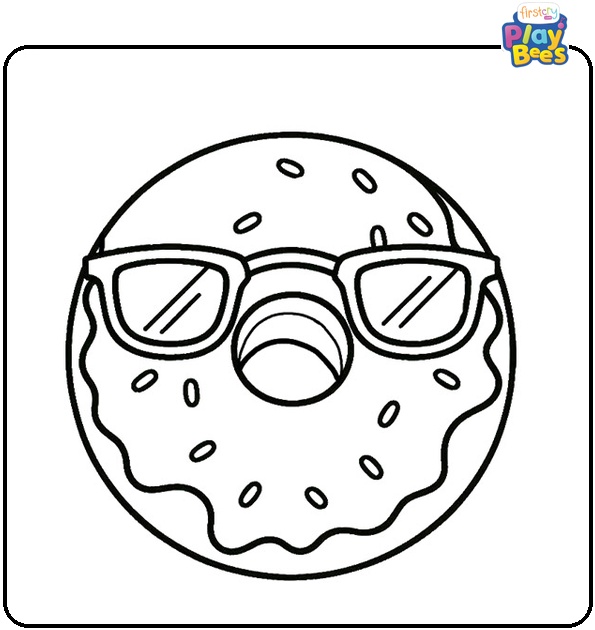 Doughnut with Glasses Coloring Page