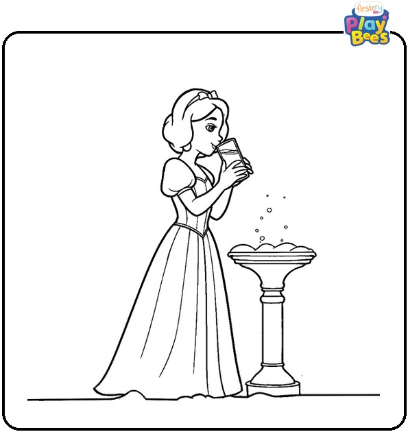 Drinking Snow White Coloring Page
