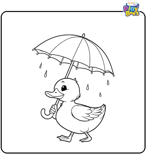 Duck Carrying Umbrella Coloring Page