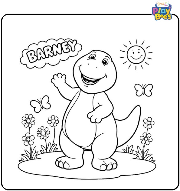 Easy Barney Coloring Page