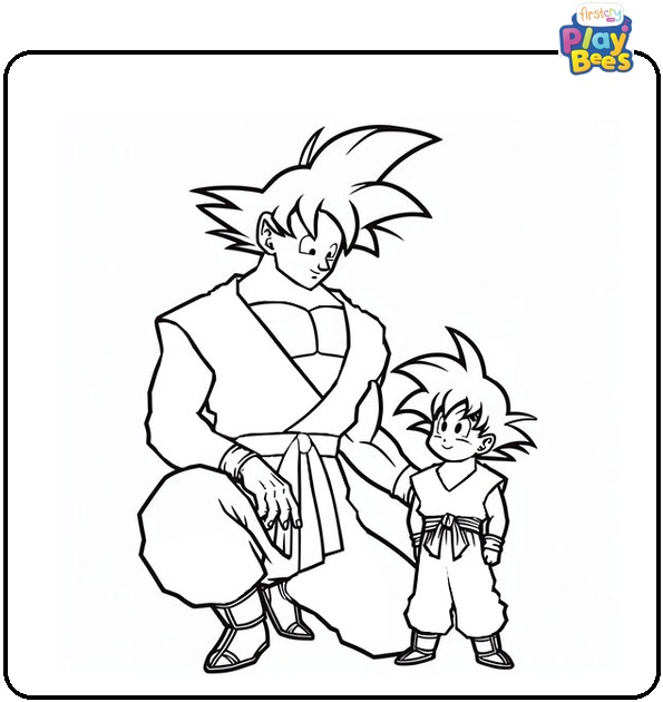 Elder Goku with Young Goku Coloring Page