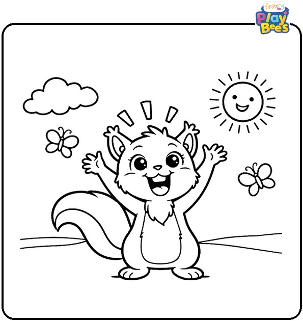 Excited Squirrel Coloring Page