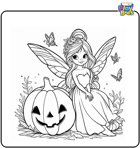 Fairy on the Pumpkin Disney Halloween Coloring Page Fairy on the Pumpkin Disney Halloween Coloring Page