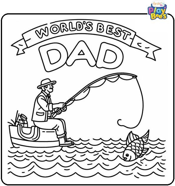 Father's Day Fishing Coloring Page