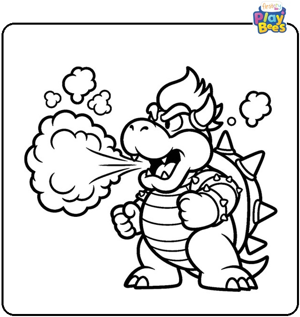 Fire Breathing Bowser Coloring Page