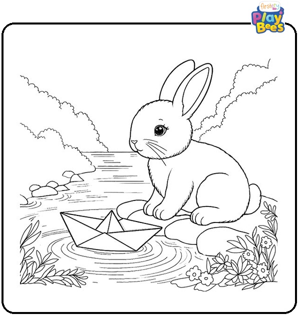 Fun Bunny in July Coloring Page