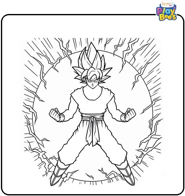 Goku Surrounded by Electricity Coloring
