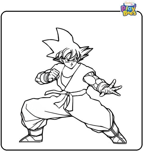 Goku in Fighting Stance Coloring Page