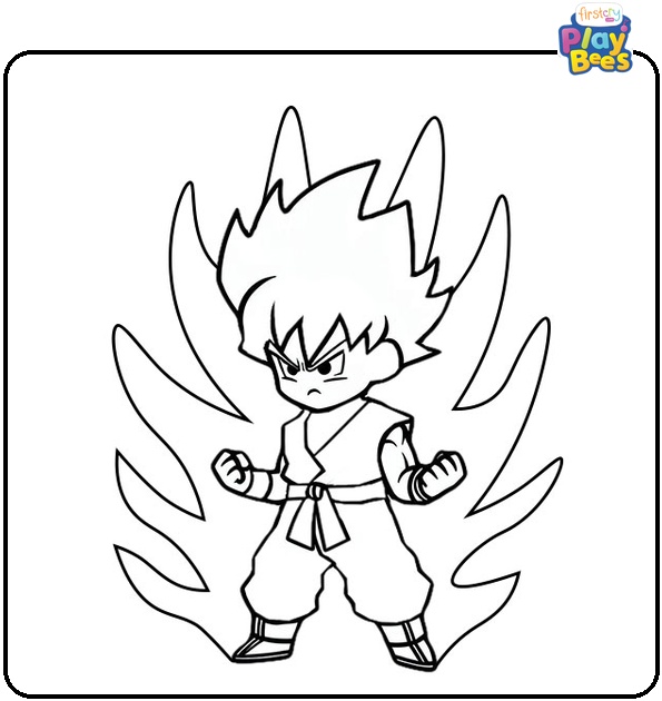 Goku on Fire Coloring Page