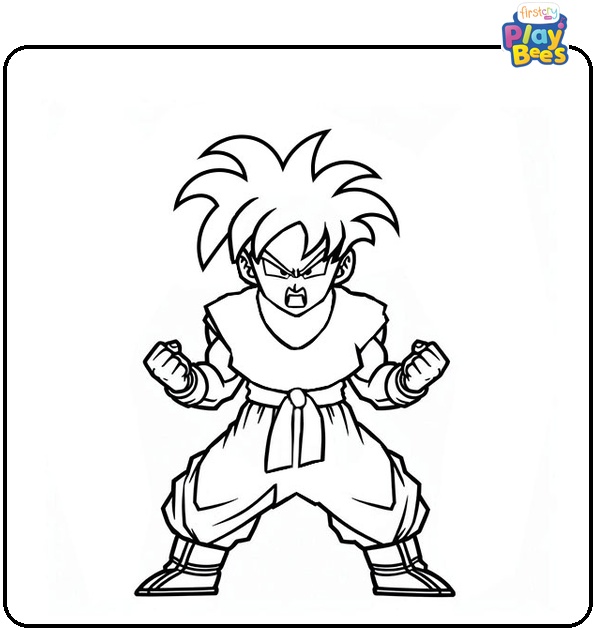Powering Up Goku Coloring Page