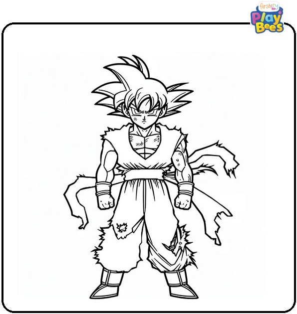 Goku with Torn Clothes Coloring Page