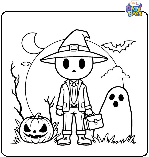 Halloween Cartoon Coloring Page