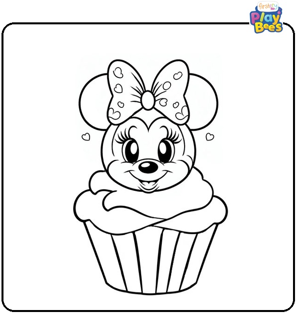Halloween Minnie Mouse in the Cupcake Costume Coloring Page Halloween Minnie Mouse in the Cupcake Costume Coloring Page