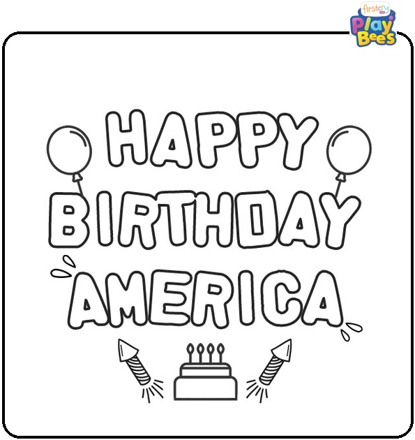Happy Birthday America Coloring Page