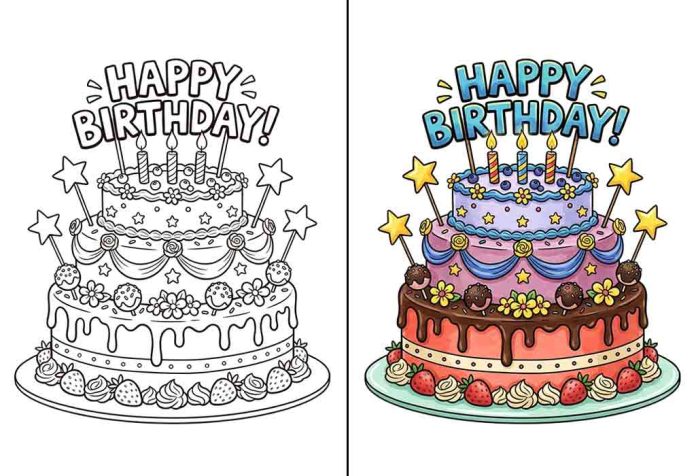 Happy Birthday Day Coloring Pages – Free Printable Sheets & Images