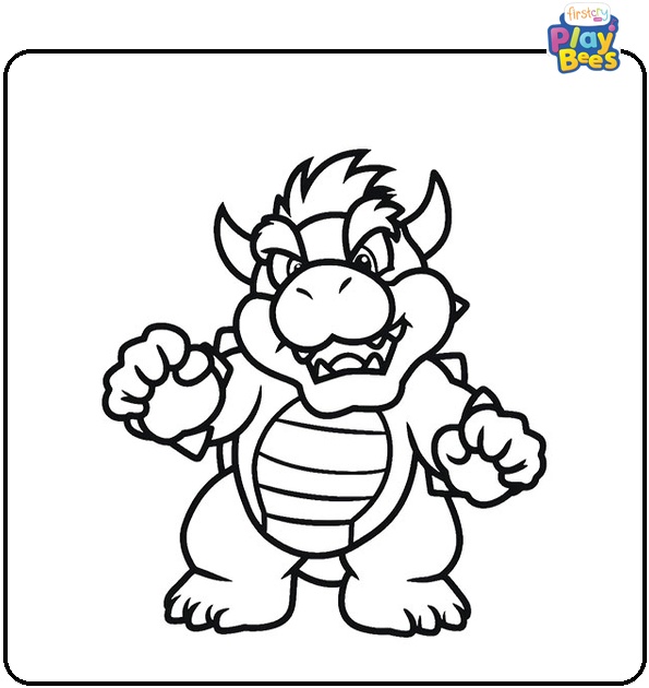 Happy Bowser Coloring Page