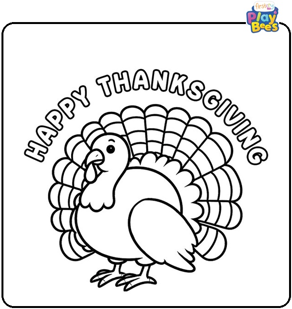 "Happy Thanksgiving" Turkey Colouring Page
