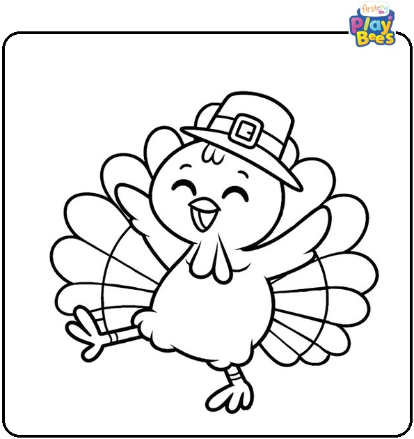Happy Turkey Dance Colouring Page