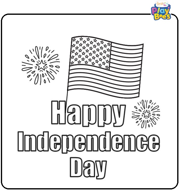 Happy Independence Day American Flag Coloring Page