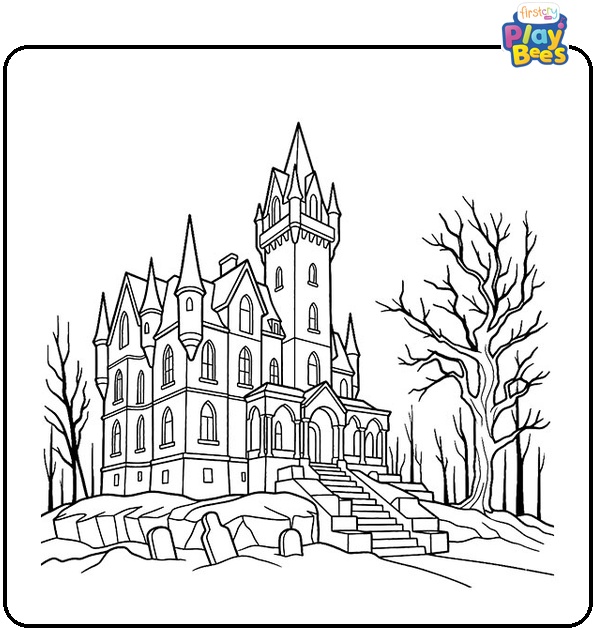 Haunted Castle Colouring Page