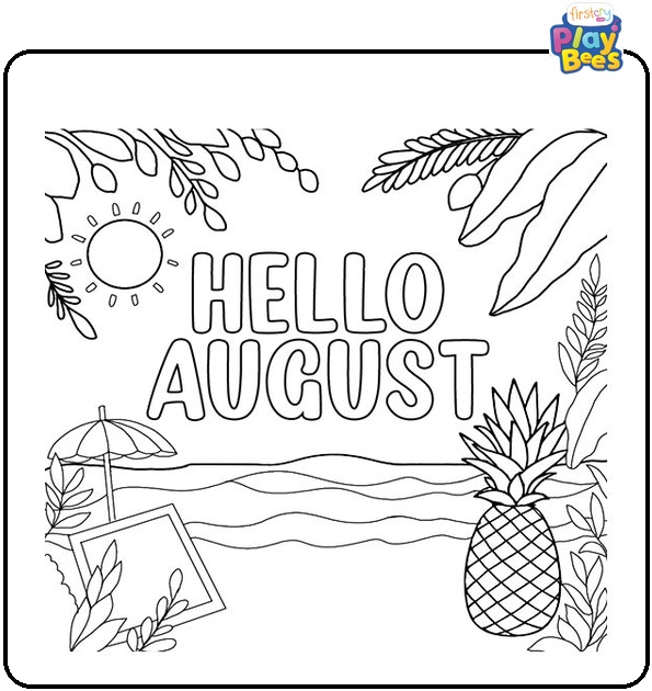 Hello August Coloring Page