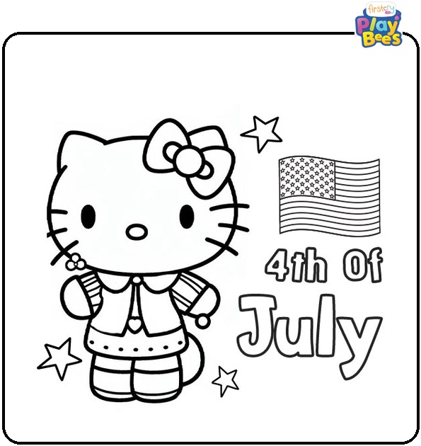 Hello Kitty 4th of July Coloring Page