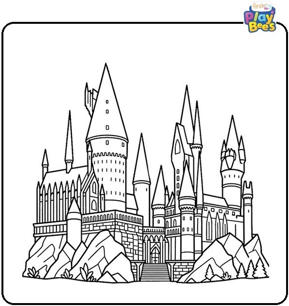 Hogwarts Castle Colouring Page