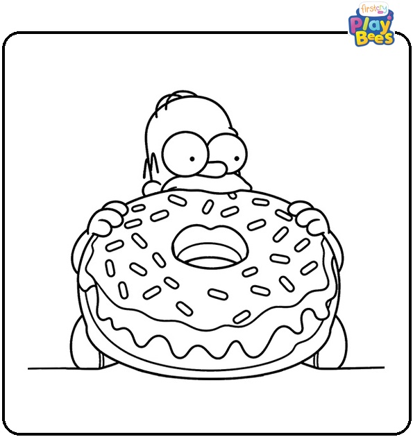 Homer Eating Big Donut Coloring Page