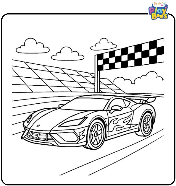 Hot Wheels Supercar On Racing Coloring Page