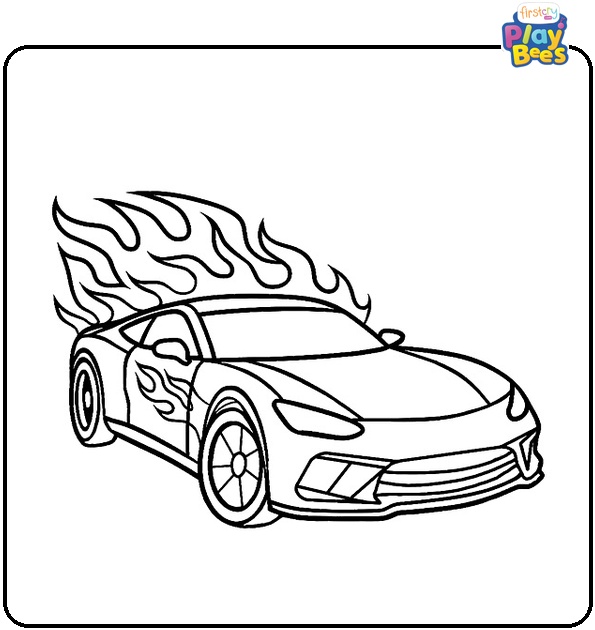 Hot Wheels With Flaming Exhaust Coloring Page