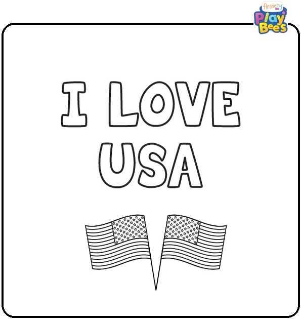 I Love USA Coloring Page