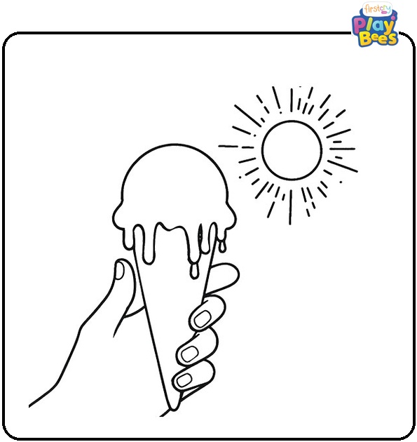 Ice Cream Cone Melting In The Heat Coloring Page
