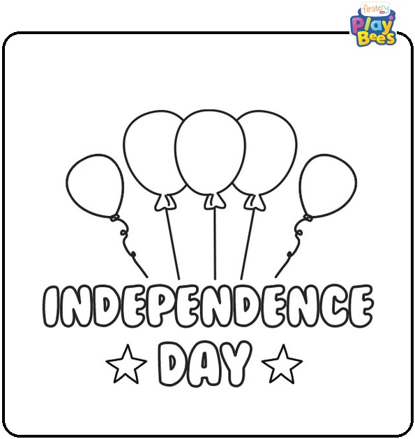 Independence Day With Balloons Coloring Page